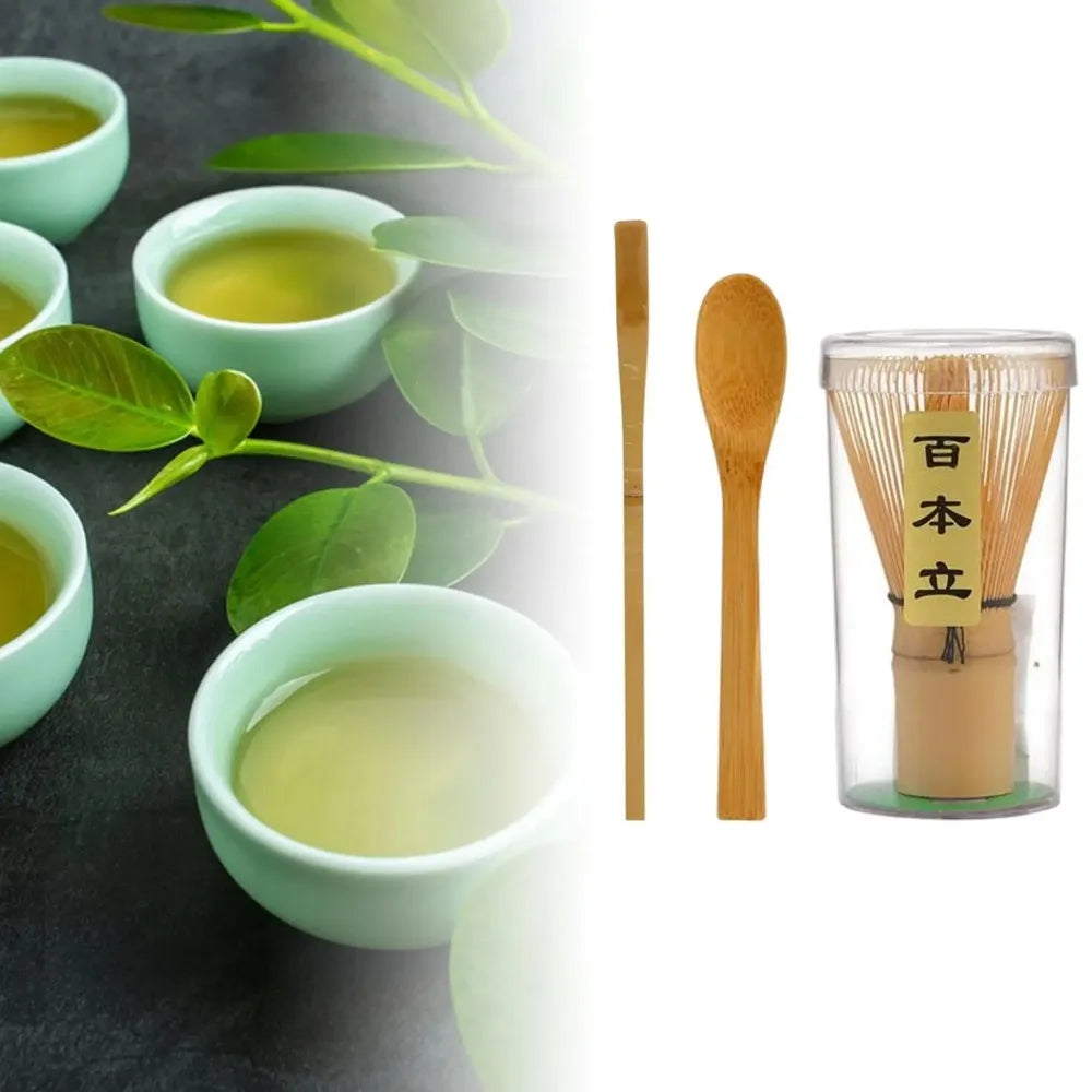 Matcha Whisk Set – Bamboo Chasen, Chashaku & Tea Spoon 3-Pc Matcha Tea Set Nixie