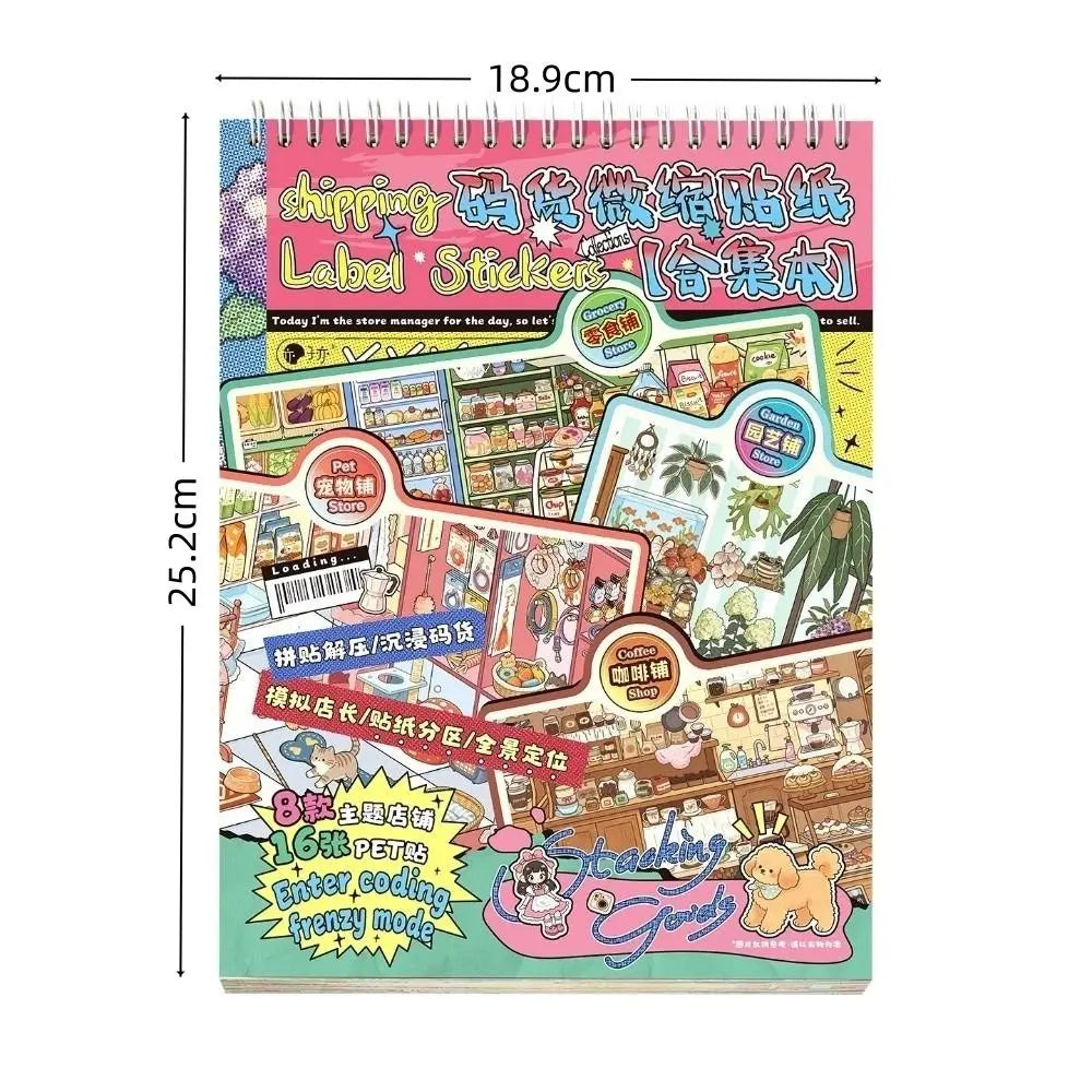 Miniature Shop Scene Sticker Book – 8 Scenes & 24 Sheets DIY Craft Sticker Book Nixie