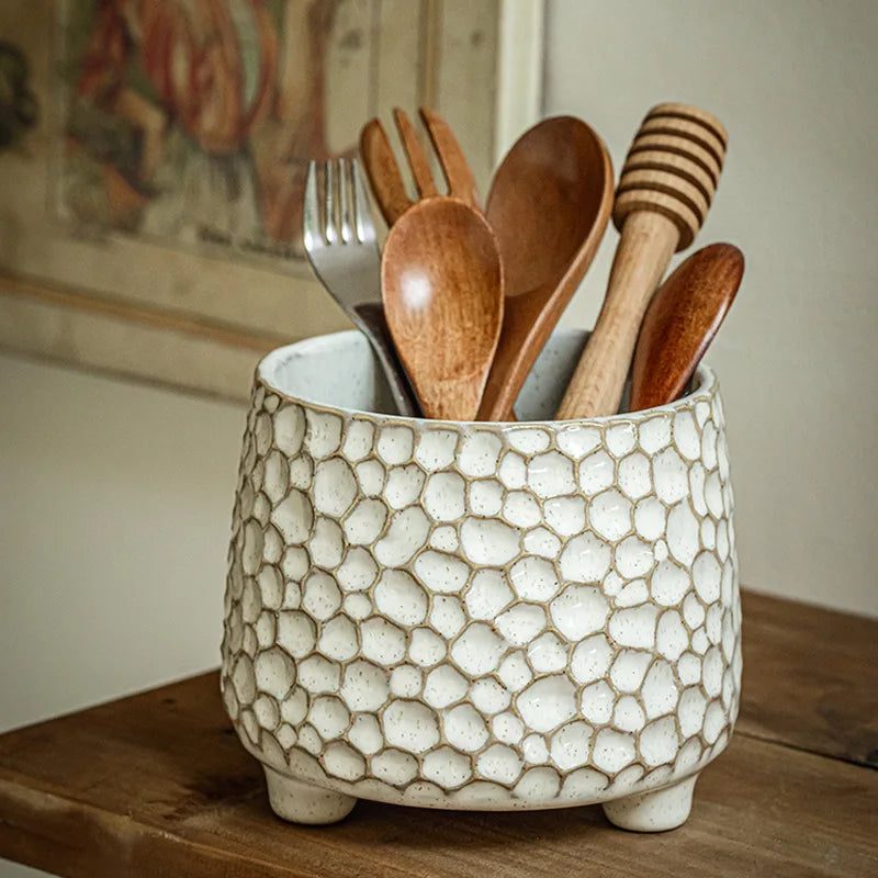 Pinecone Tripod Ceramic Storage Jar – Decorative Kitchen Jar