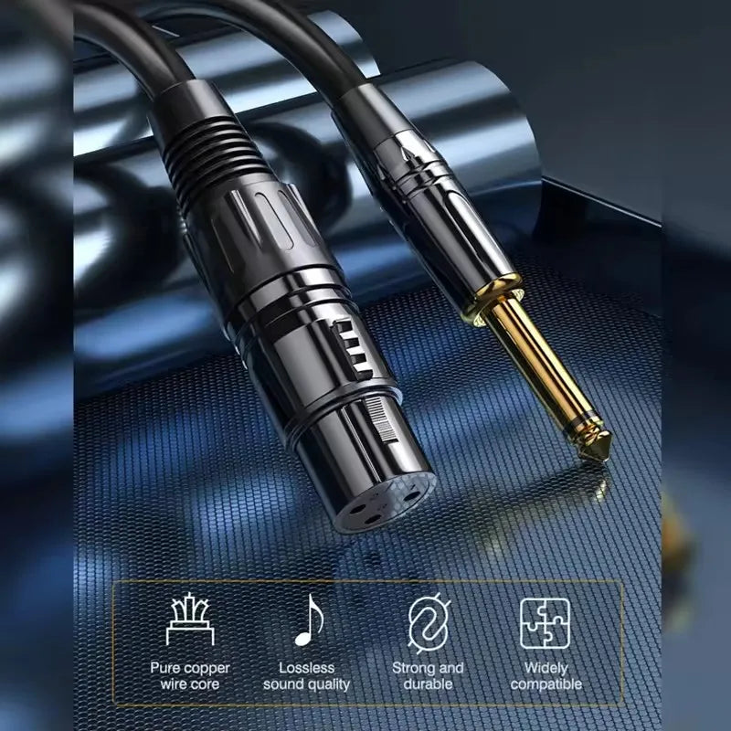6.35mm 1/4" TS to XLR Instrument Cable | Guitar Patch Cord Instrument Audio Cable Nixie