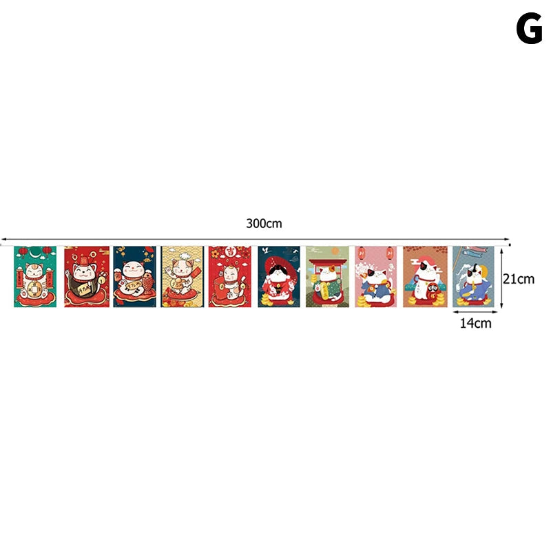 Japanese Lucky Cat String Bunting Banner – Party & Restaurant Decor