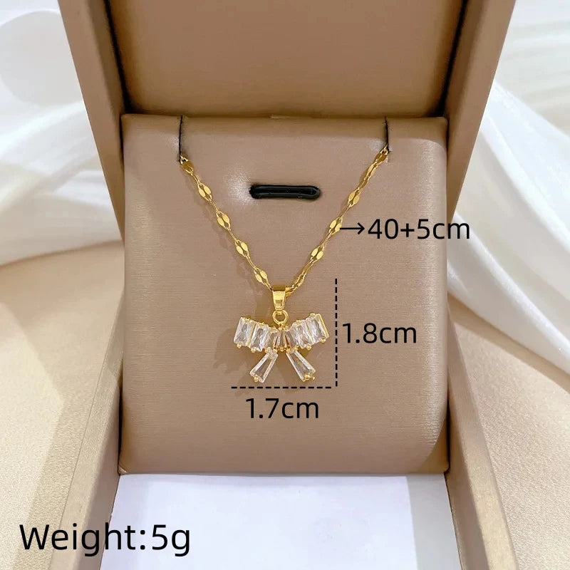 Butterfly Knot Copper Pendant Necklace | Gold Choker for Women Pendant Necklace Nixie XL2606-452