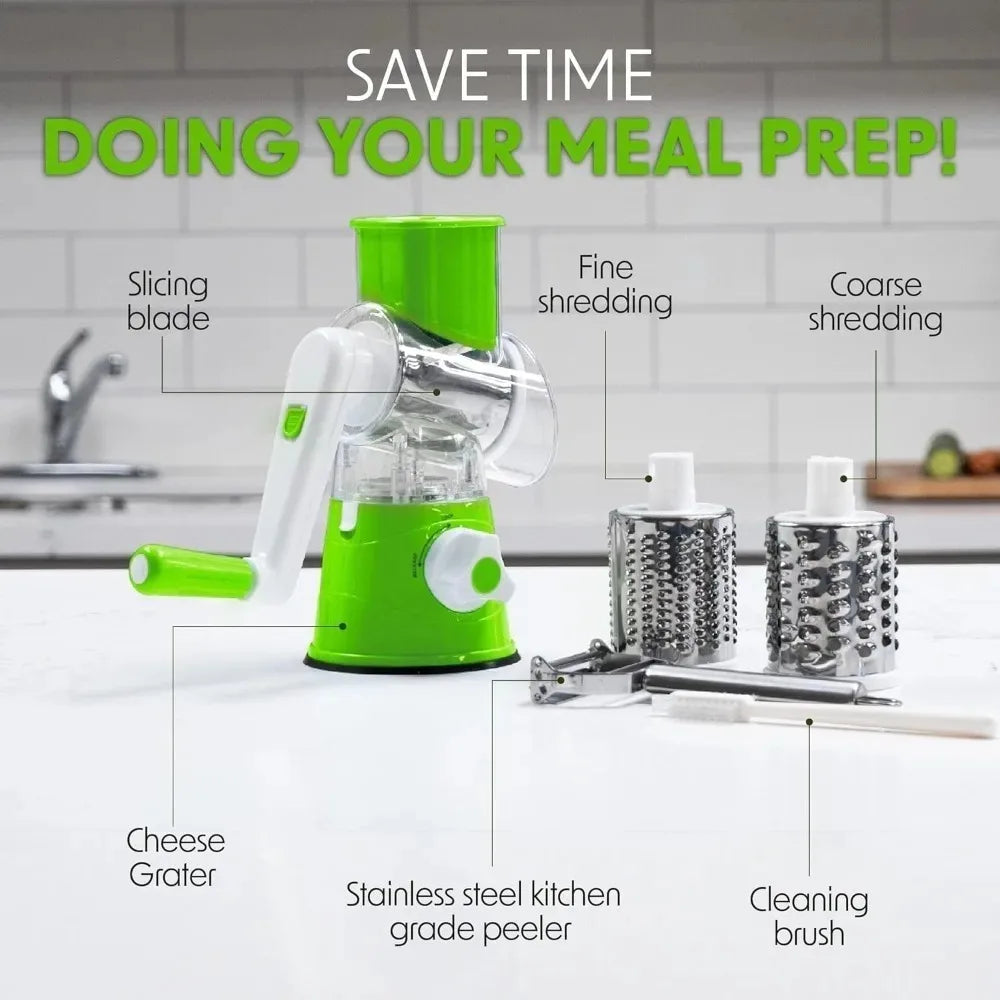 FEB.WIND Rotary Vegetable Cutter & Shredder with Drum Blades Rotary Kitchen Grater Nixie