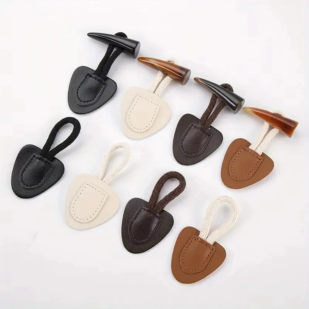 Vintage Horn Buckle PU Leather Sew-On Buttons for Coats & Bags Sew-On Buttons Nixie