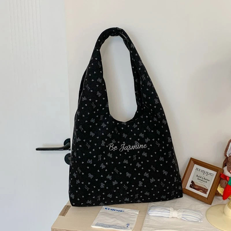 Korean Style Corduroy Tote Bag – Women's Casual Shoulder Bag Corduroy Tote Bag Nixie