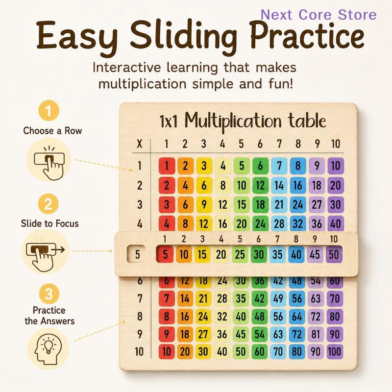 Wooden Sliding Multiplication Table Board – Kids Math Toy Educational Math Toy Nixie