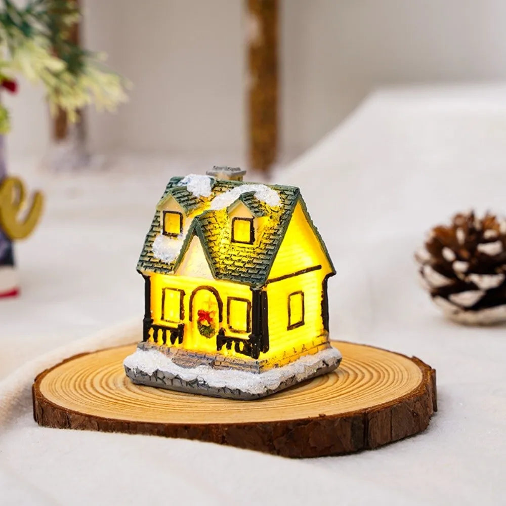 LED Christmas Village Miniature Light House Resin Ornament Christmas Village Ornament Nixie C