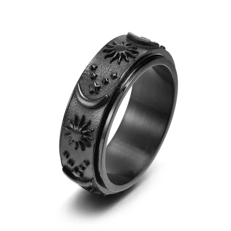 Spinner Fidget Ring Stainless Steel Punk Skull Star Unisex Spinner Fidget Ring Nixie