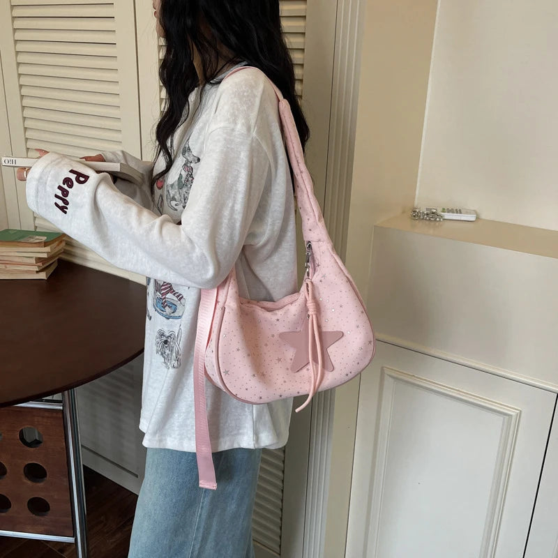 Pleated Tote Crossbody Bag – Women's Star Shoulder Handbag Crossbody Shoulder Bag Nixie