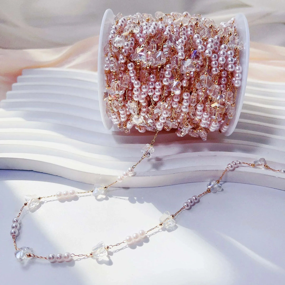 Golden Crystal Beaded Chain for DIY Necklace & Bracelet – Nixie DIY Jewelry Chain Nixie TR 0.5M