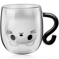 Cute Cat Double-Wall Glass Mug with Handle | 250–300ml Glass Coffee Mug Nixie Clear 250ml-300ml