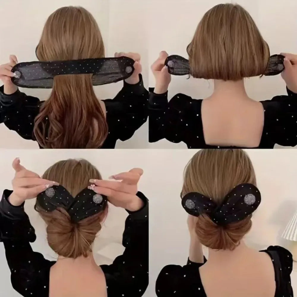 French Diamond Magic Hair Clip Mesh Bun Twist Maker for Women Hair Bun Maker Nixie