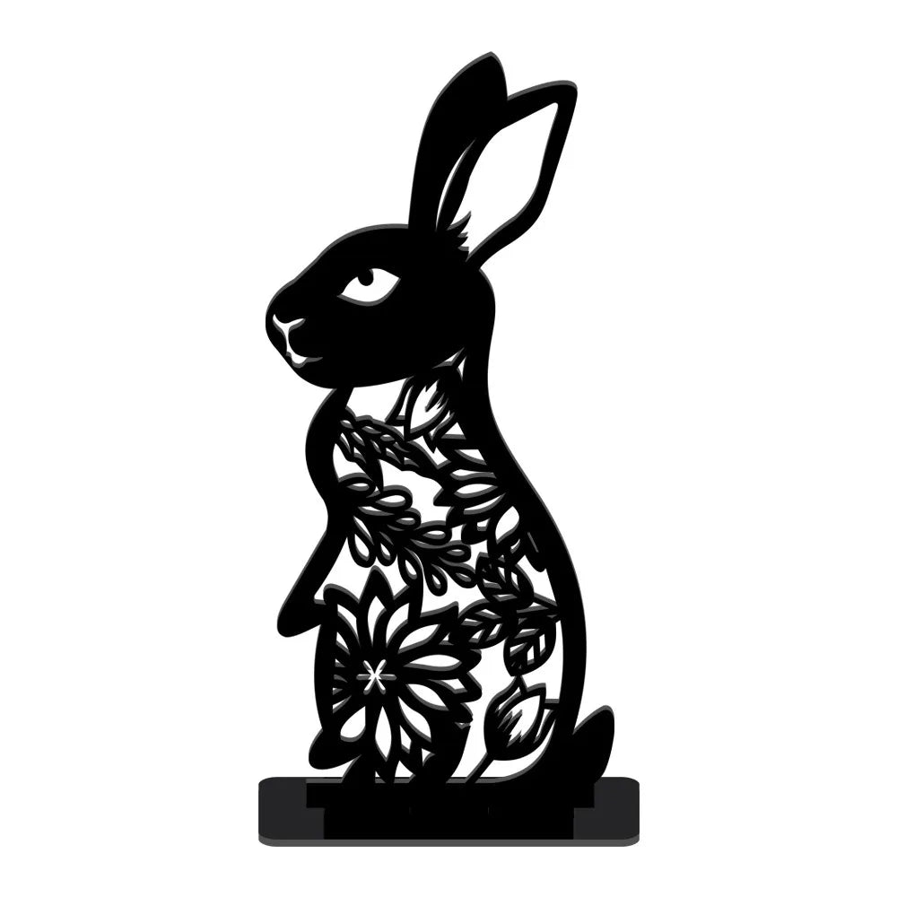 Cartoon Rabbit Easter Acrylic Hollow Figurine Desktop Ornament Easter Decorative Figurine Nixie 10
