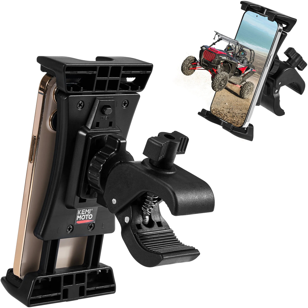 KEMIMOTO UTV ATV Phone Mount – 720° Adjustable, Fits 4.7"–13" UTV ATV Phone Mount Nixie