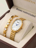 Women's Gold Watch & Bracelet Set – 2-Piece Quartz Fashion Women's Watch Set Nixie Silver