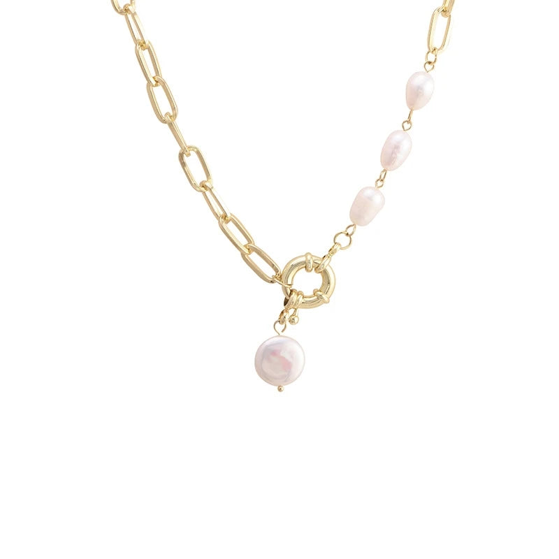 Hip Hop Faux Pearl Pendant Necklace – Gold Zinc Alloy Fashion Pendant Necklace Nixie