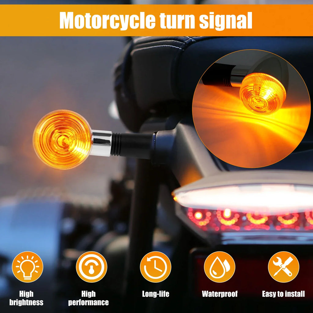 4Pcs Universal Motorcycle Turn Signal Indicator Lights – Amber Motorcycle Turn Signals Nixie