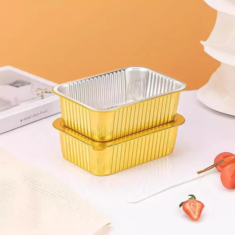 Disposable Aluminum Foil Lunch Containers with Gold Lids, 10pk Foil Food Containers Nixie