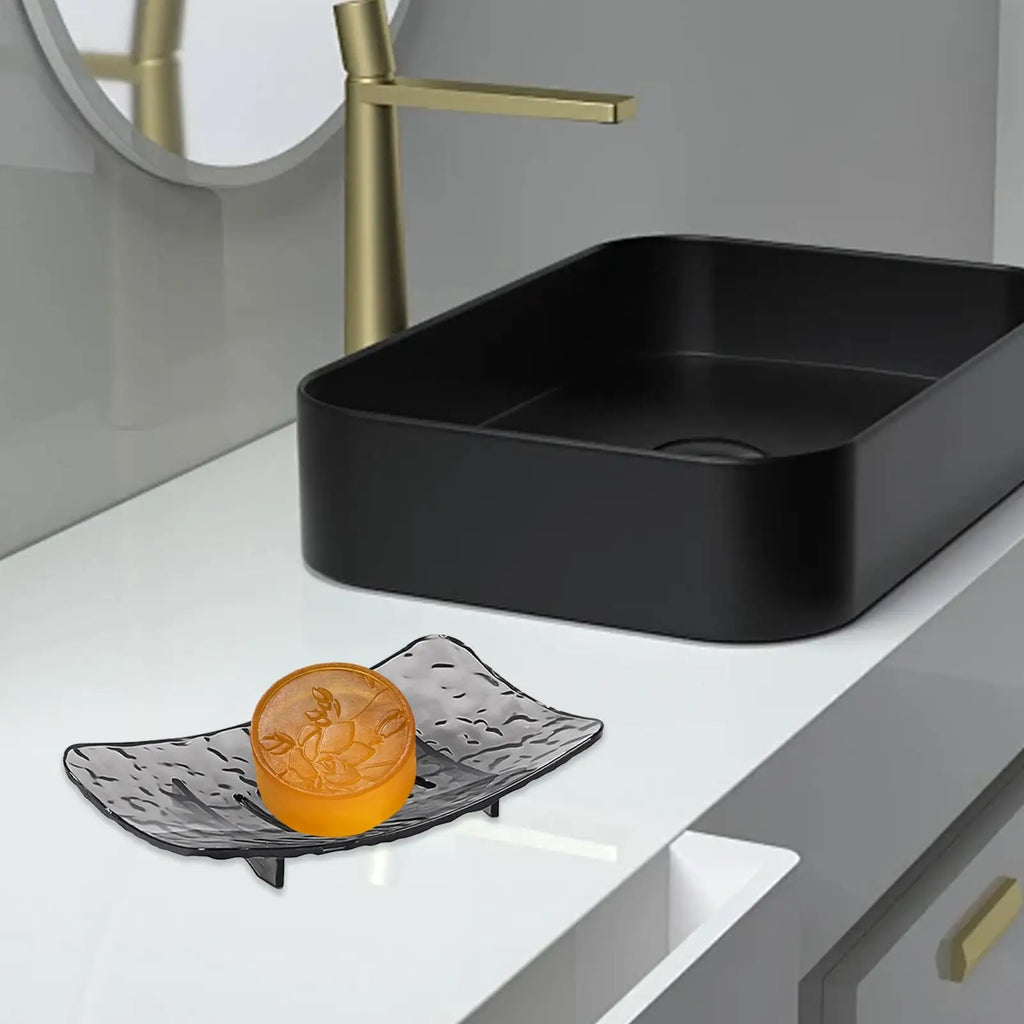 Glacier Pattern Soap Dish with Drain Hole – Clear PET Holder Soap Dish Nixie