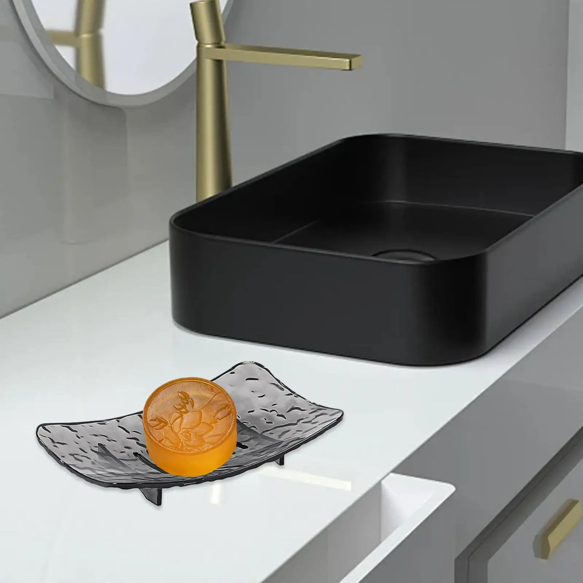 Glacier Pattern Soap Dish with Drain Hole – Clear PET Holder Soap Dish Nixie