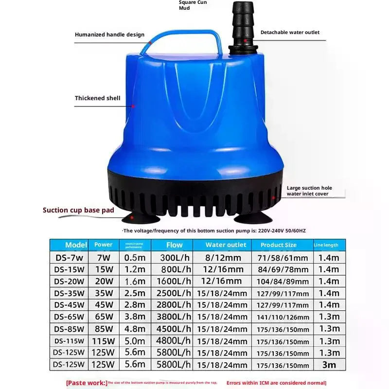 60Hz Submersible Aquarium Water Pump – Fish Tank & Pond Aquarium Water Pump Nixie