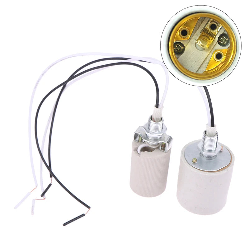 Ceramic E14 E27 Screw Lamp Holder Socket with Cable