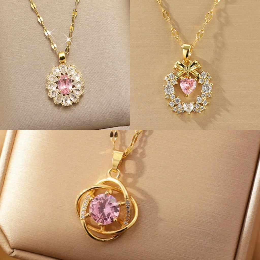 Women's Gold Flower Pendant Necklace | Stainless Steel Chain Pendant Necklace Nixie