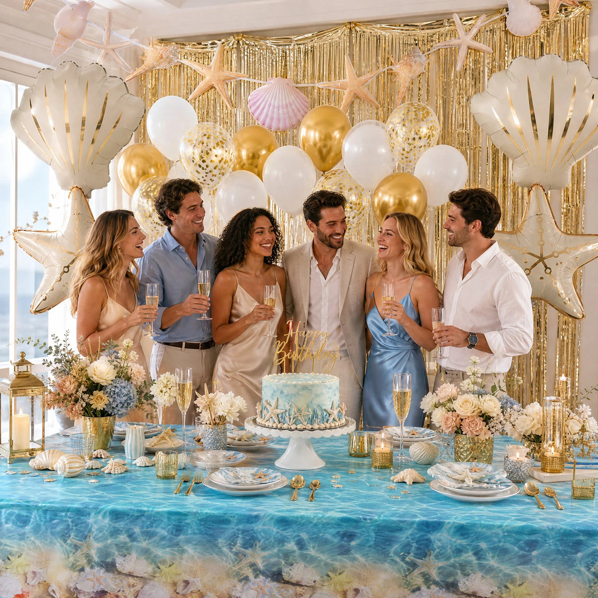 Beach Theme Party Balloon Set – Starfish & Seashell Decor