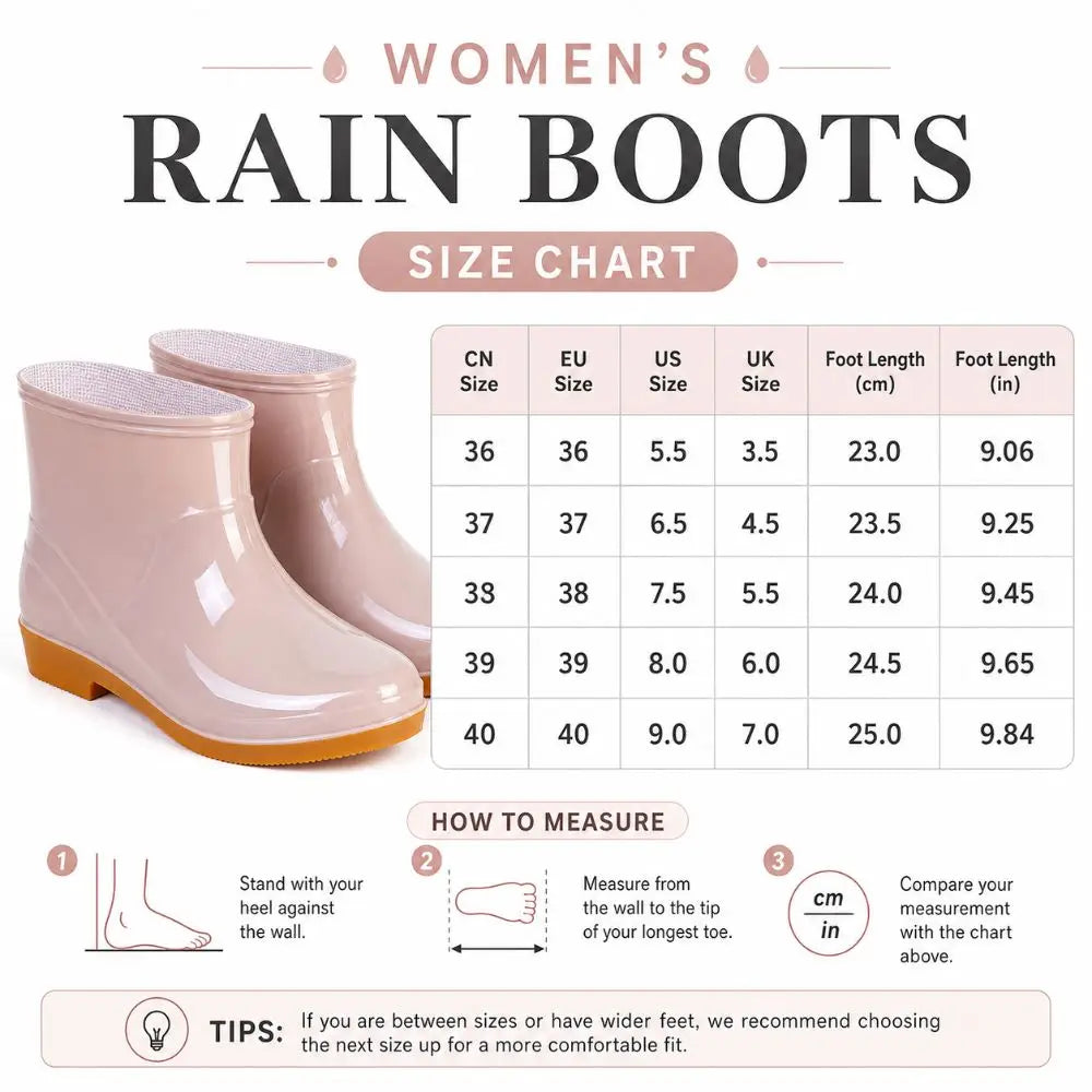 Women's Non-Slip Waterproof Short Rain Boots | Low-Top PVC Women's Rain Boots Nixie