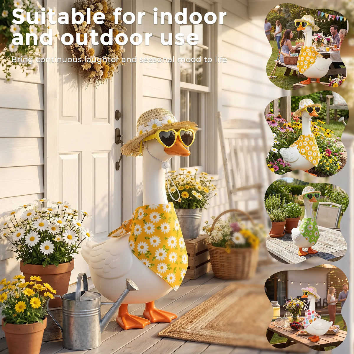 Hawaiian Porch Goose Outfit – Straw Hat, Bandana & Sunglasses Goose Statue Costume Nixie