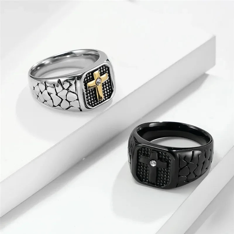Punk Cross Ring Silver Gold Vintage Unisex Sizes 6–10 Fashion Ring Nixie