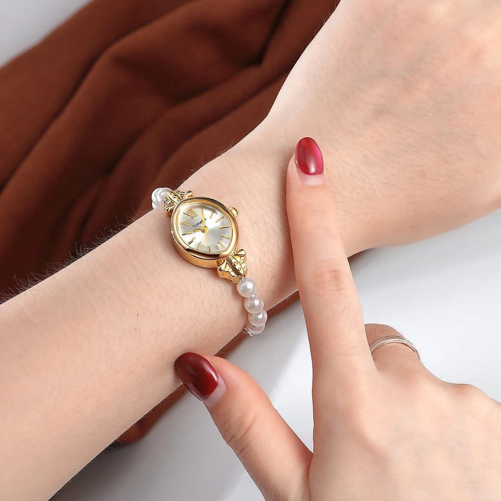 Timetti Retro Roman Numeral Quartz Watch | Alloy Band Quartz Wrist Watch Nixie