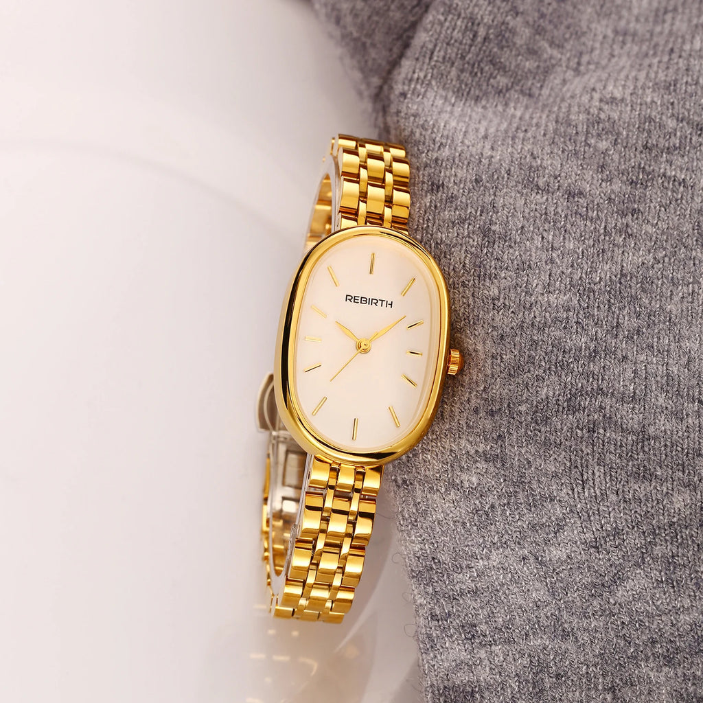 REBIRTH Retro Oval Roman Numeral Women's Quartz Watch Women's Quartz Watch Nixie