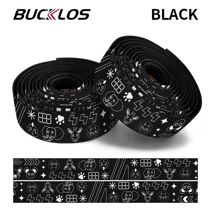 BUCKLOS Bar Tape Gravel Road Bike Handlebar Wrap Anti-Slip Bicycle Handlebar Tape Nixie ANIMAL-BLACK