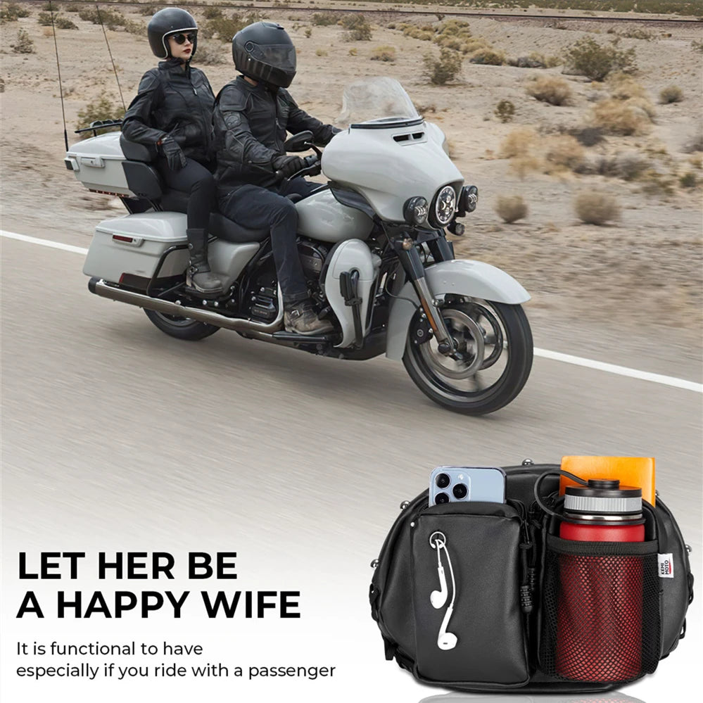 Motorcycle Backrest Bag PU Leather Sissy Bar Organizer Pocket Motorcycle Backrest Bag Nixie
