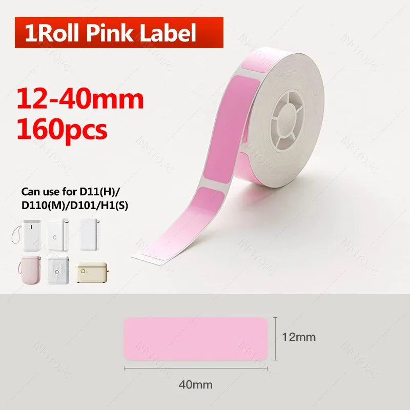 Niimbot D11 D110 D101 Color Label Tape – Waterproof Self-Adhesive Thermal Label Tape Nixie Pink 12x40mm