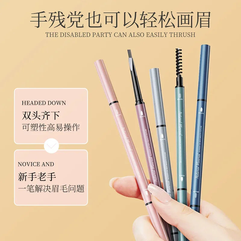 Double-Ended Natural Brown Eyebrow Pencil & Brush – Waterproof Eyebrow Pencil Nixie