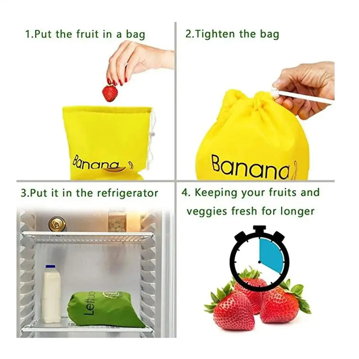 Reusable Produce Storage Bags – Banana & Veggie Freshness Produce Storage Bag Nixie