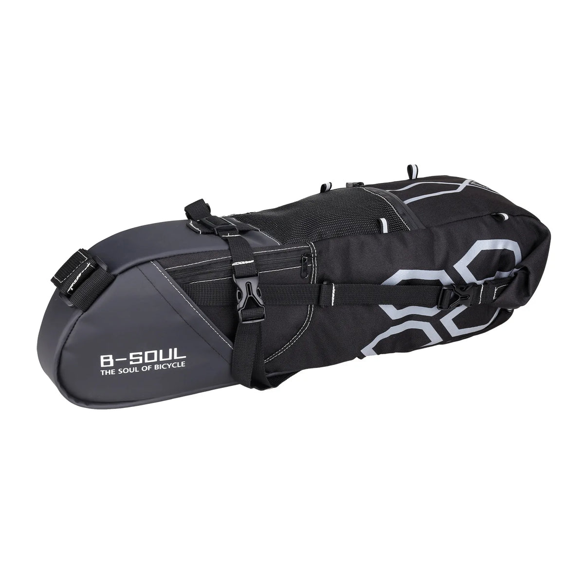 B-SOUL 12L Waterproof Bicycle Saddle Bag | Rear Seat Bag Bicycle Saddle Bag Nixie Black-Gray