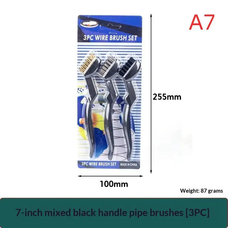 3-Piece Curved Handle Wire Brush Set – Rust & Slag Removal Wire Brush Set Nixie A7