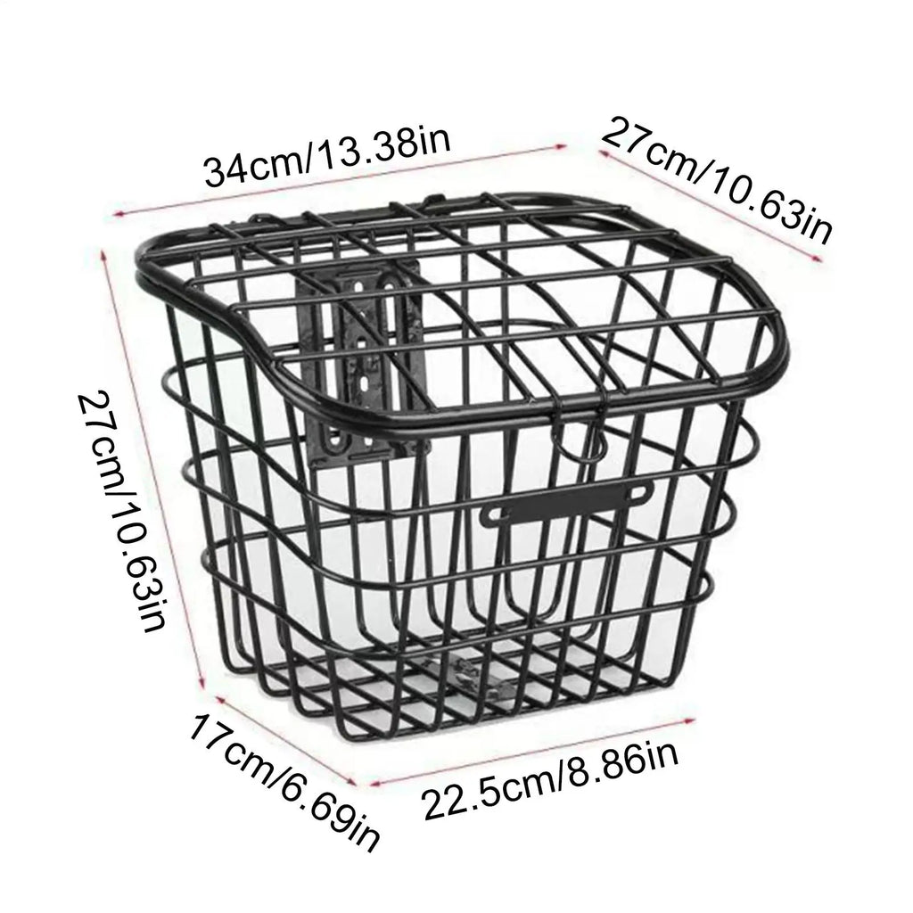 Bike Metal Mesh Basket with Lid & Detachable Bracket Bicycle Basket Nixie