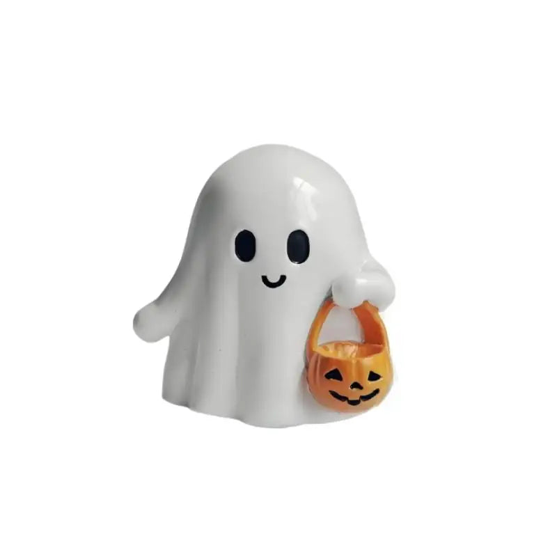 Halloween Ghost Holding Pumpkin Resin Figurine Desk Decor Halloween Figurine Nixie A2