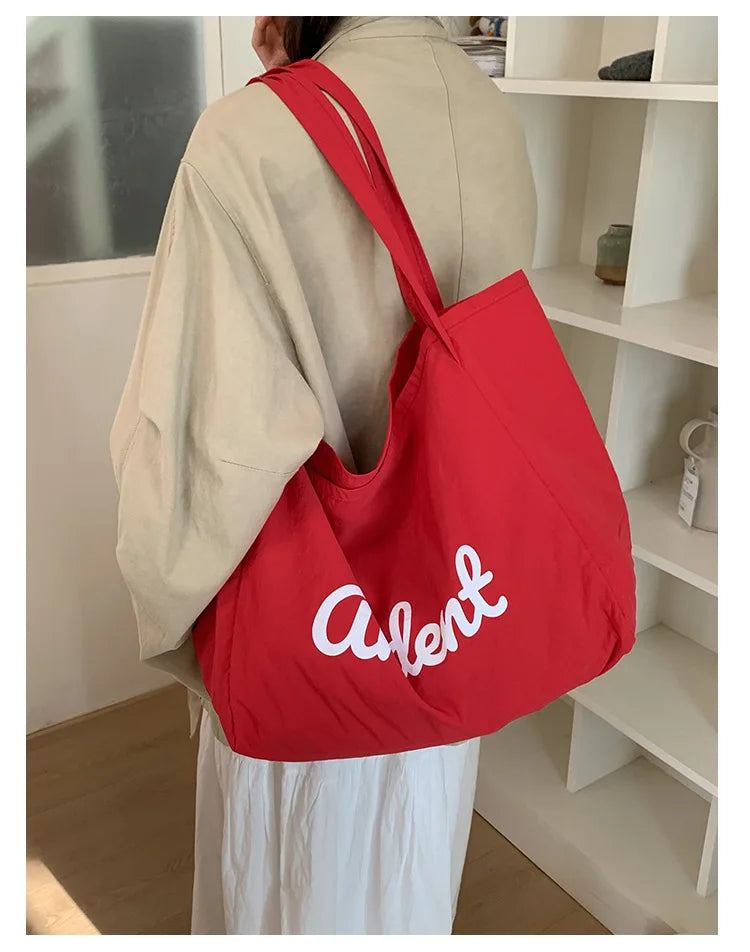 Large Canvas Tote Bag Women – Korean Fashion Shoulder Bag Women's Tote Bag Nixie BB-1202 Red