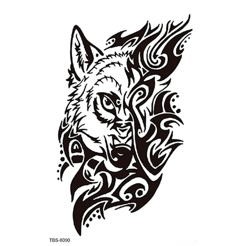 Animal Temporary Tattoo Stickers – Whale Deer Panda Black Line Temporary Tattoo Sticker Nixie