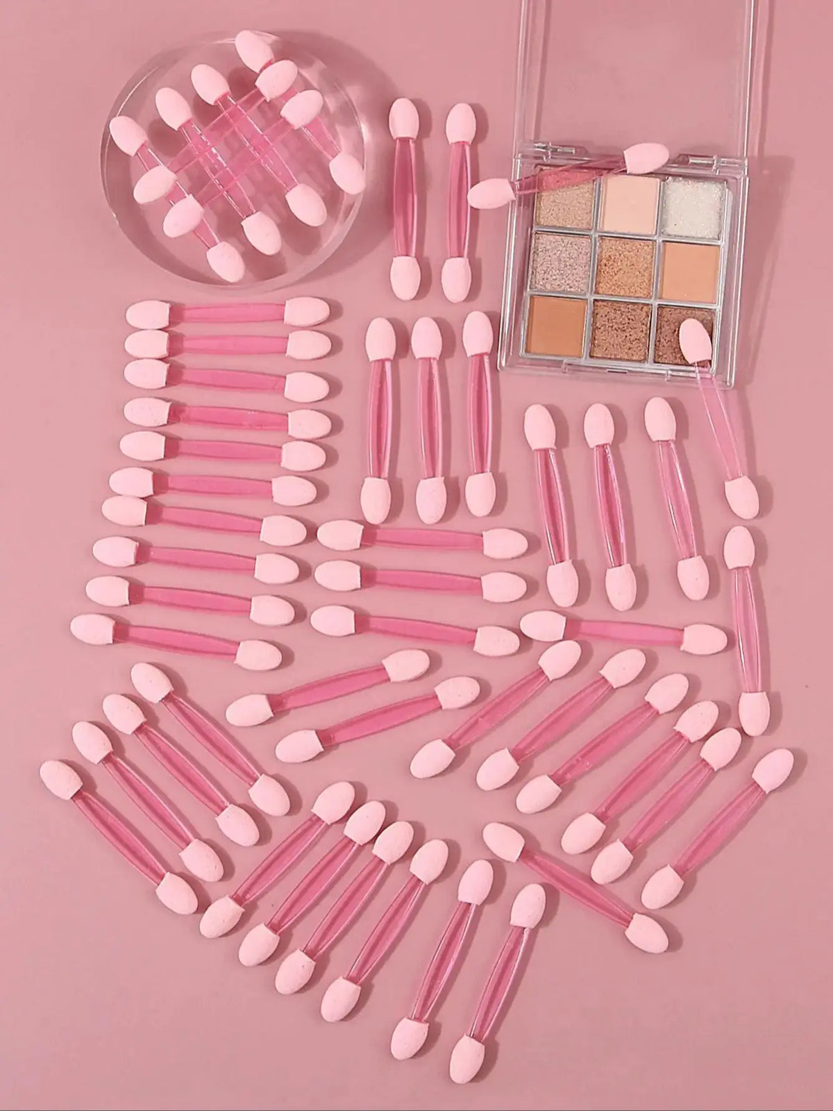 50pcs Pink Double-Ended Eyeshadow Applicator Sponge Sticks Eyeshadow Applicator Nixie pink