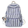 Korean Style Striped Casual Lightweight Student Backpack Student Backpack Nixie Blue(without pendant 12 inches
