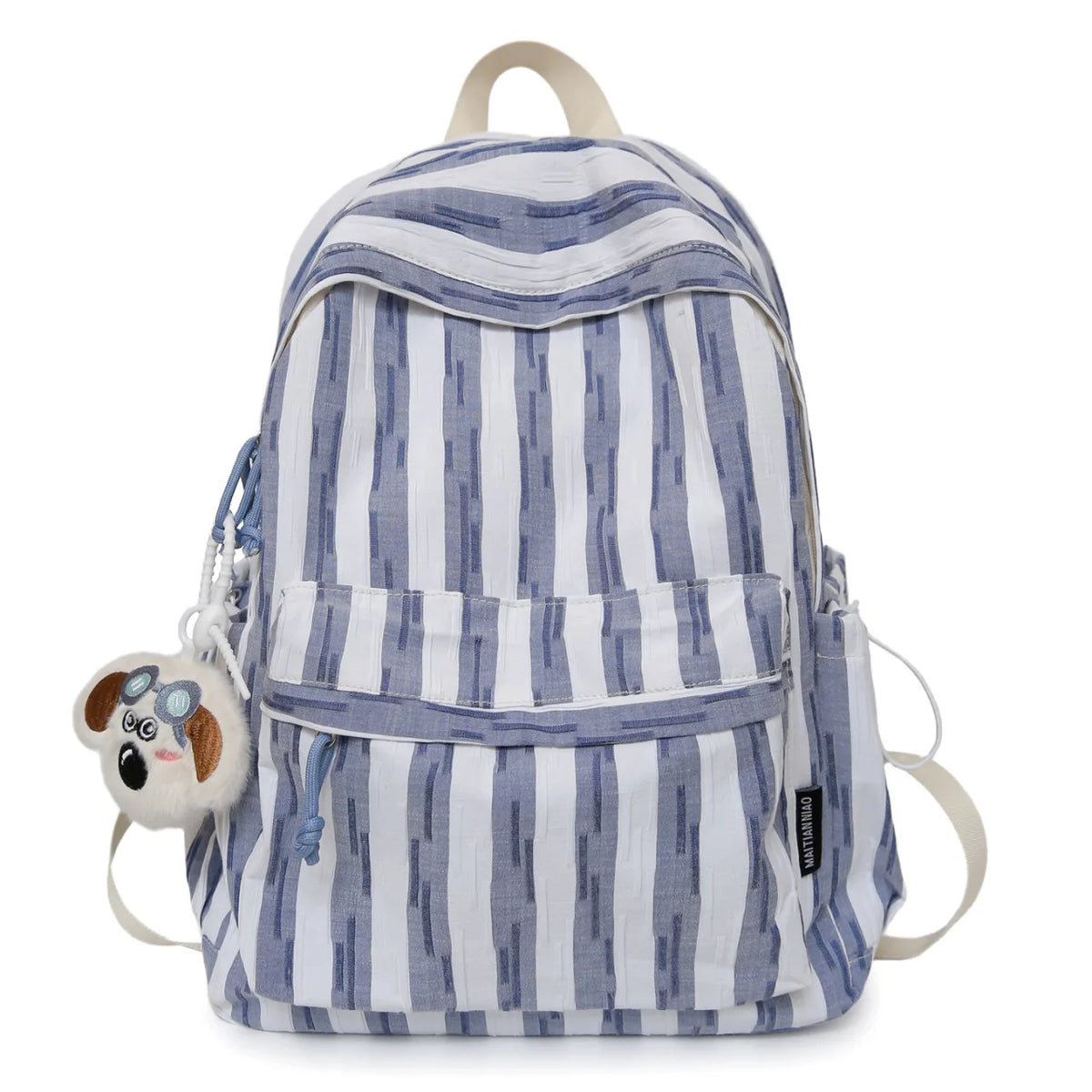 Korean Style Striped Casual Lightweight Student Backpack Student Backpack Nixie Blue(without pendant 12 inches