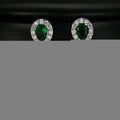 Green Water Drop Crystal Dangle Earrings | Zinc Alloy Rhinestone Crystal Dangle Earrings Nixie EH-136