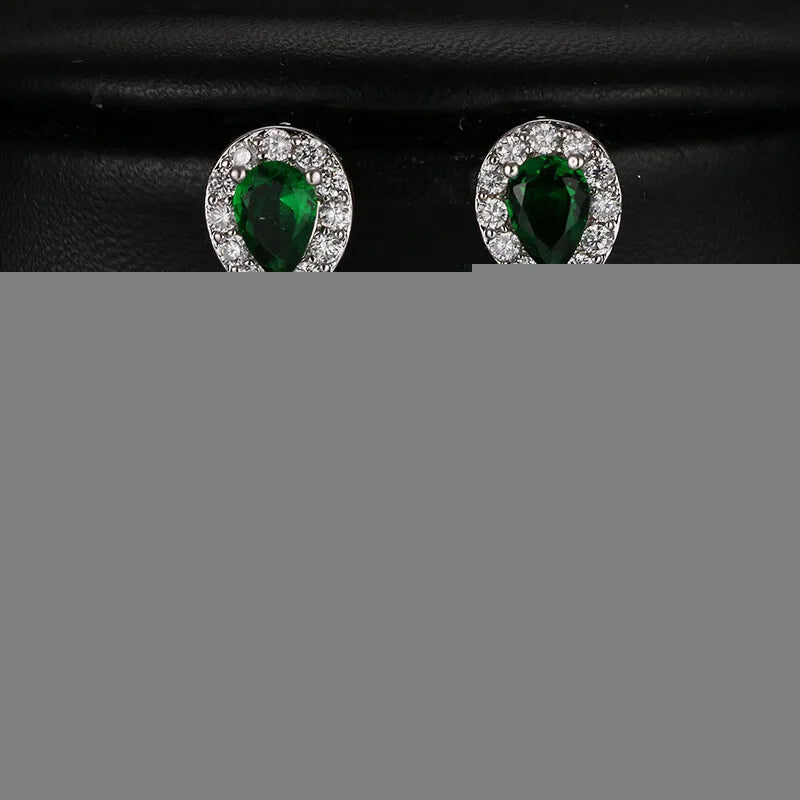 Green Water Drop Crystal Dangle Earrings | Zinc Alloy Rhinestone Crystal Dangle Earrings Nixie EH-136