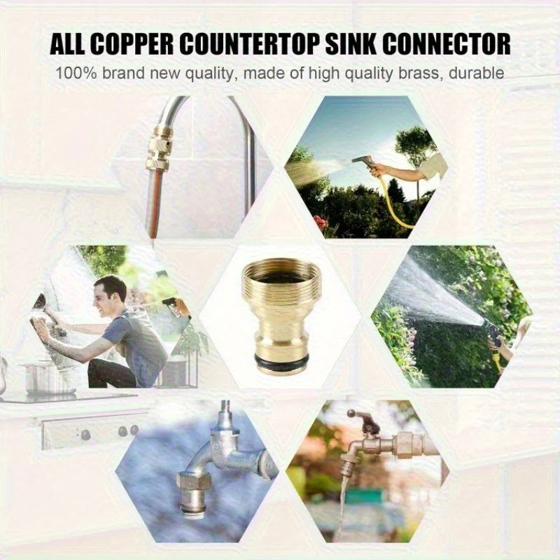 Brass Faucet Thread Connector & Garden Hose Adapter 1-2 Pack Hose Pipe Connector Nixie
